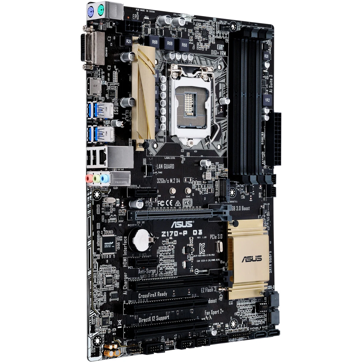 ASUS Z170 P D3 Motherboard Intel Z170 LGA 1151 DDR3 M.2 ATX DVI