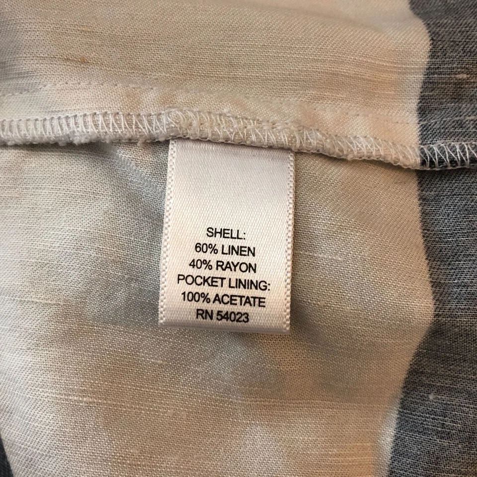 Falda Banana Republic Línea A Bolsillos Mezcla de Lino Forrada Rayas Azul Marino Blanco 6 Foto 4 de 4