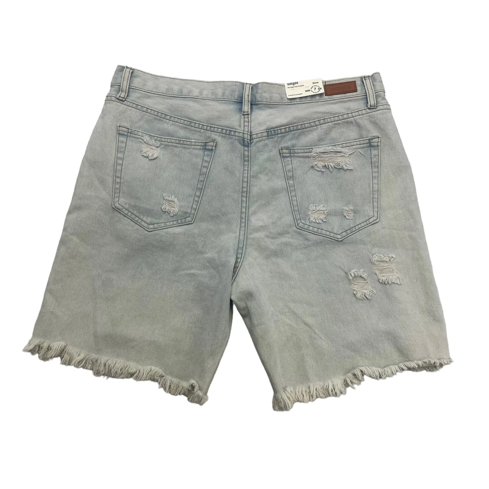 Umgee Jean Shorts Womens 7 Blue Denim High Rise Cut Offs Distressed NWT Foto 2 de 4