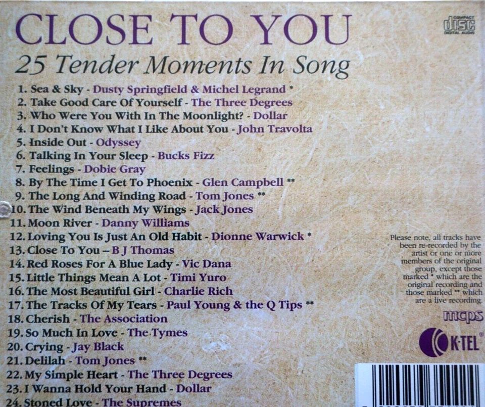 Close To You - 25 Tender Moments In Song - CD, VG - Image 2 of 2