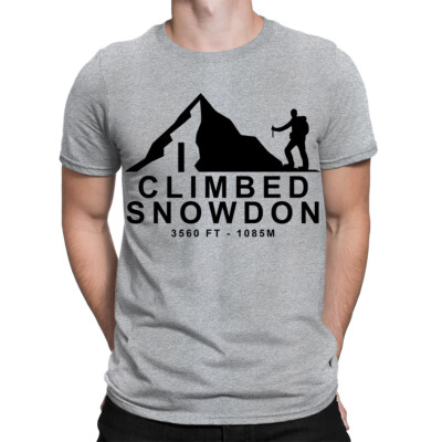 I Climbed Snowdon Bergwandern Geschenke Abenteuer Herren Damen T-Shirts Oberteil #TA-68