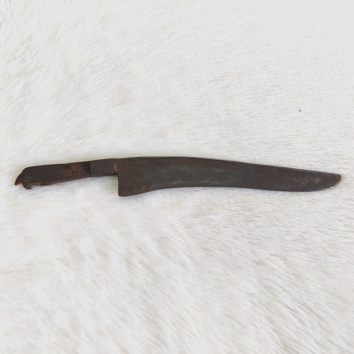 19c Vintage Handmade Straight Blade Iron Knife Wooden Handle