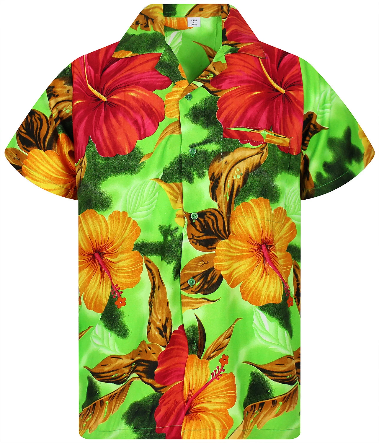 Funky Hawaiian Shirt Big Flower Green