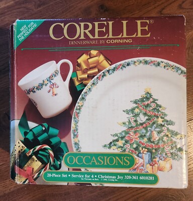 Correlle 40 pc Christmas Joy Dinnerware place settings Original Box