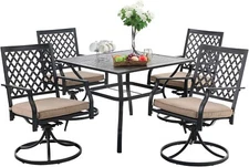 5 Piece Patio Dining Set Outdoor Furniture Set Swivel Chairs Table