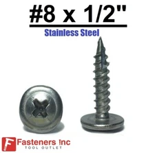 #8 x 1/2" Stainless Steel Phillips Modified Truss Head Lath K-Lath Screws Sharp