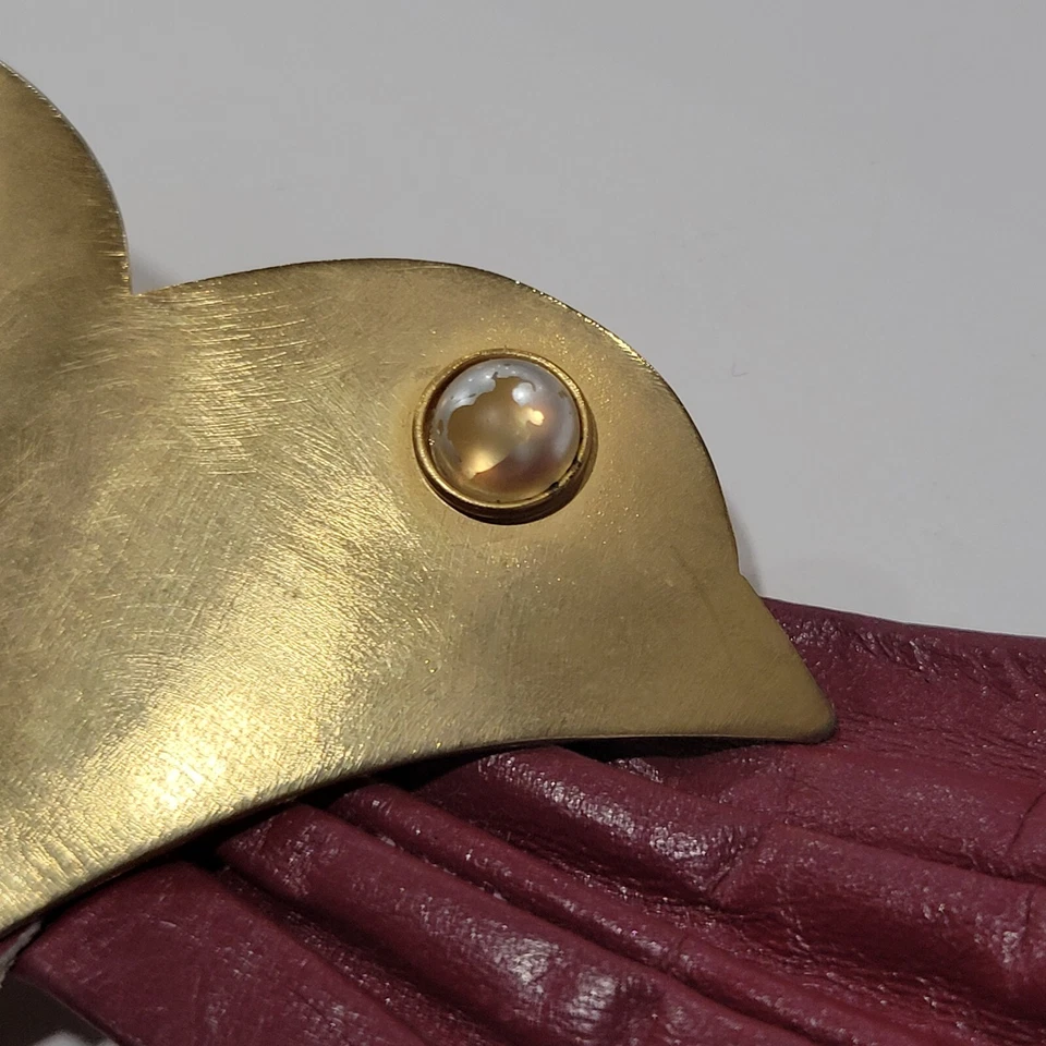 Fivela de cinto vintage anos 70 Krasne dois latão artesanato codorna hippie chique original - Imagem 3 de 4