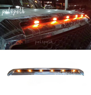 Front Upper Grille Hood Bulge Molding For 2014-2021 Toyota Tundra – Silver, Includes Light Bar