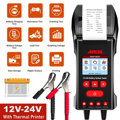 ANCEL 12&24V Car Truck Battery Load Tester 100-2000CCA Charging System Analyzer