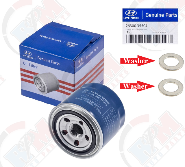 GENUINE Oil Filter 2630035504 + 2PC Oil Drain Plug Gasket for Hyundai & Kia eBay