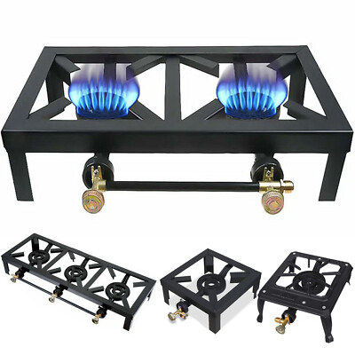 #ad 1 2 3 Stove Portable Camping Gas Stove Cast Iron Propane LPG BBQ Cooker Burner $34.99