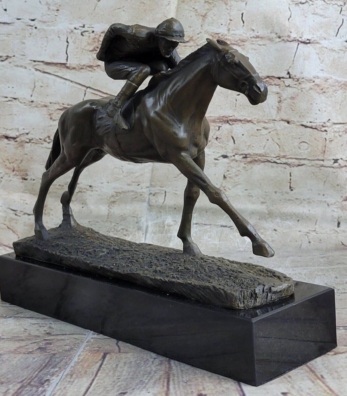 Art Deco Bronze Jockey and Horse Trophy Sculpture Figurine