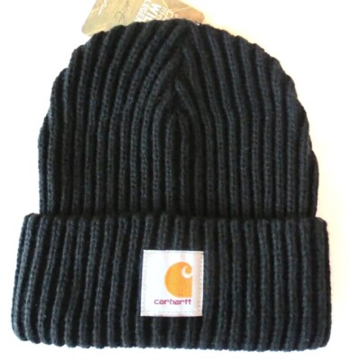 Carhartt Hat Black Ribbed Knit Beanie 