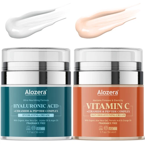 Alozera Hyaluronic Acid + Vitamin C Face Cream Duo for Hydration & Radiance