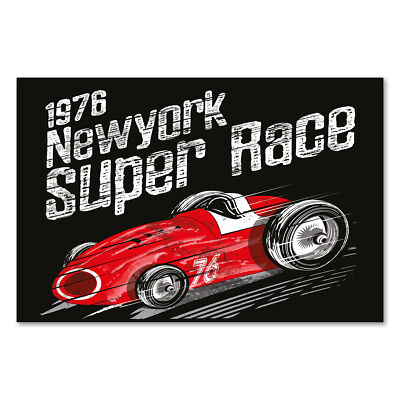 Postereck 2150 Poster Leinwand New York Super Race Plakat, Autorennen USA