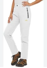 TACVASEN Womens Waterproof Insulated Fleece-Lined Snow Pants Off White Size S