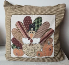 Mount Vernon Mills Thanksgiving Turkey Tapestry Pillow 16 x 16