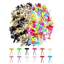 300Pcs Mini Brads 8x13mm Small Round Split Pins Brass Metal Paper Fasteners P...