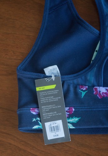 NEW Old Navy Women's Size XS Active Navy Blue Floral Racerback Sports Bra Go Dry - Picture 5 of 9