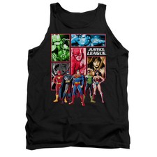 JUSTICE LEAGUE PANELS Licensed Adult Men's Tank Top Sleeveless Tee SM-2XL