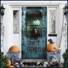 72.83x35.43 Inch Halloween Door Banner Polyester Ghost Hospital Scary Head Scene