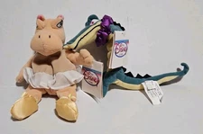 Vintage Set of 2 Disney Fantasia Hyacinth Hippo Ben Ali Aligator Beanies w/ Tags