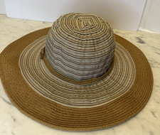 Panama Jack Womens Wide Brim Straw Sun Hat Boho Summer Beach One Size