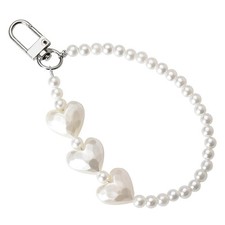 Beaded Phone Lanyard Wrist Strap Keychain Cell White keychain wristlet strap