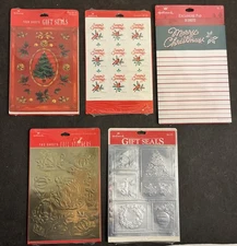 Vintage lot Hallmark Christmas Gift Seals Silver Gold Foil Stickers Made In USA