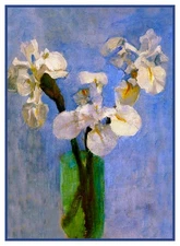 Vase White Iris Flowers by Artist Piet Mondrian Counted Cross Stitch Pattern