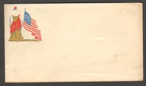 UNUSED CIVIL WAR ENVELOPE, MISS LIBERTY & 13 STAR FLAG MOTIF