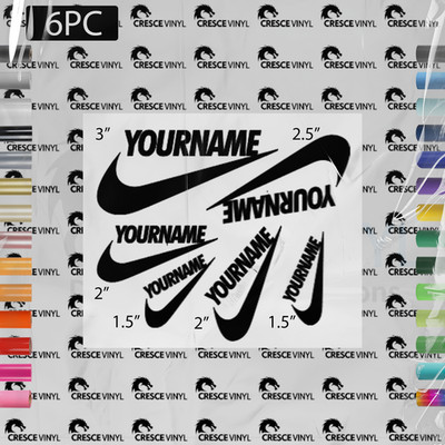  YOUR NAME IRON ON HTV NIKE  6pc color Ready to Apply DIY Made to Order Iron 