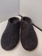 Glerups Wool Slipper House Shoes Leather Bottom Women's 35 EU Gray B7