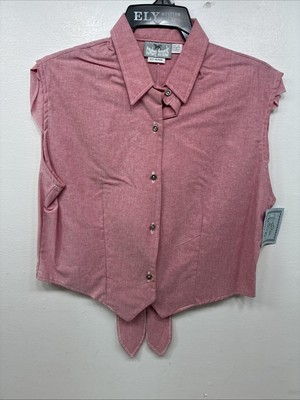 New Women s Cowboy Threads Pink Short Sleeve Button  Up Size Medium MM-85