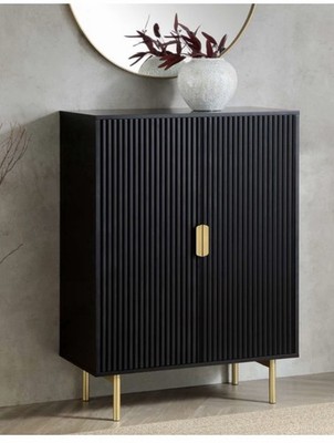 Daals Richmond Ridged Highboard Storage Cabinet, Matte Black 