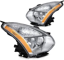 Chrome Housing Headlights Assembly L+R For 2008-2012 2013 Nissan Rogue w/Amber