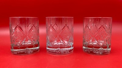 3 Dewar's Whiskey True Scotch Since 1846 Rocks Glass Embossed Trefoil Celtic 9oz