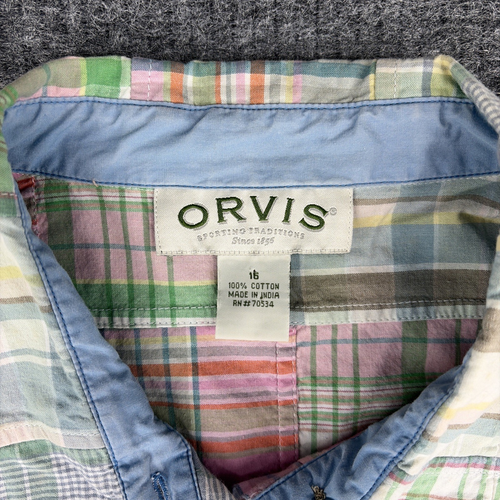 Orvis Madras Plaid Patchwork Button-Down Dress - … - image 3
