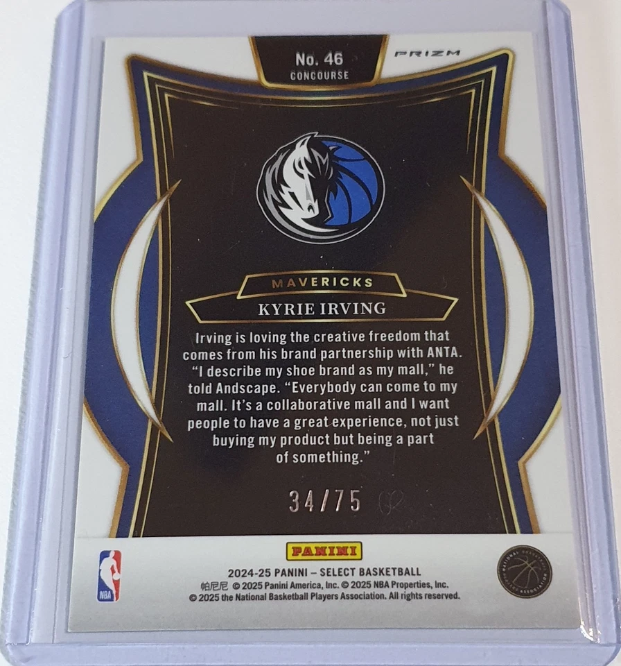 2024 Panini Select Kyrie Irving #46 DISCO WHITE /75 Holo - Ready to Grade - image 2 of 2