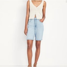 NWT Old Navy High-Waisted Wow Light Wash Jean Shorts Rolled Cuffs Women's Sz 16