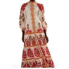 FARM RIO Ainika Flowers Off-White Maxi Dress XS