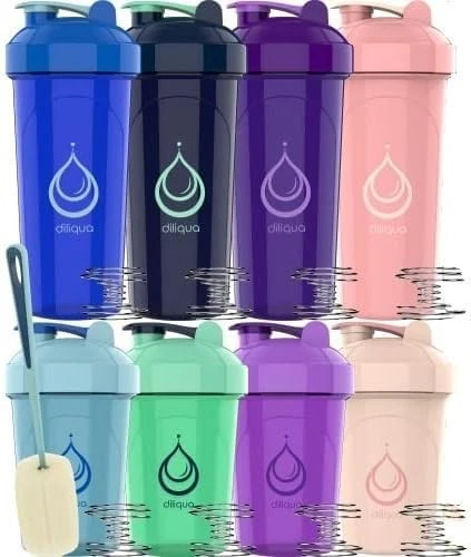 diliqua 10 PACK Shaker Bottles for Protein Mixes | BPA-Free & Dishwasher Safe...