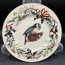 Lenox Winter Greetings China 9-3/8" Luncheon Plate(s) Downy Woodpecker NEW