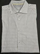 Mens Bugatchi Plaid Long Sleeve Button Up Shirt Size 16 1/2 36-37 - NICE