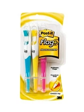 Post it Flag Highlighter 3 Count Pack Yellow Blue Pink with Comfort Grip