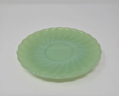 Vintage Anchor Hocking Heat Resistant Jadeite 6" Green Round Swirl Plate Saucer