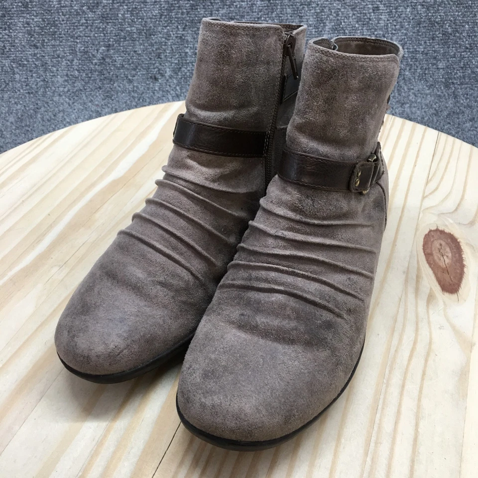 Natural Soul Boots Womens 8W Coltrane Ankle Bootie Brown Faux Leather Buckle Zip - Image 3 of 4