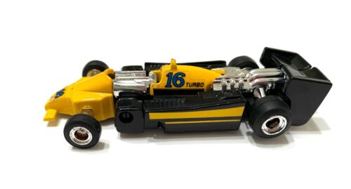 Transformer Indy Race Car #16 Yellow Vintage *AS IS* Missing Slicker Sticker - Afbeelding 1 van 9