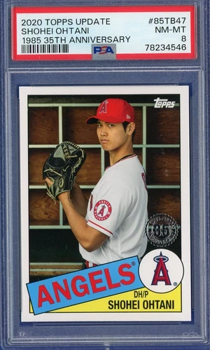 2020 Topps Update #85TB47 SHOHEI OHTANI 1985 35th Anniversary - 3 MVPs - PSA 8