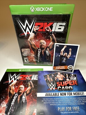 WWE 2K16 (Microsoft Xbox One, 2015) CIB Complete w/ Topps Heritage Card & Manual